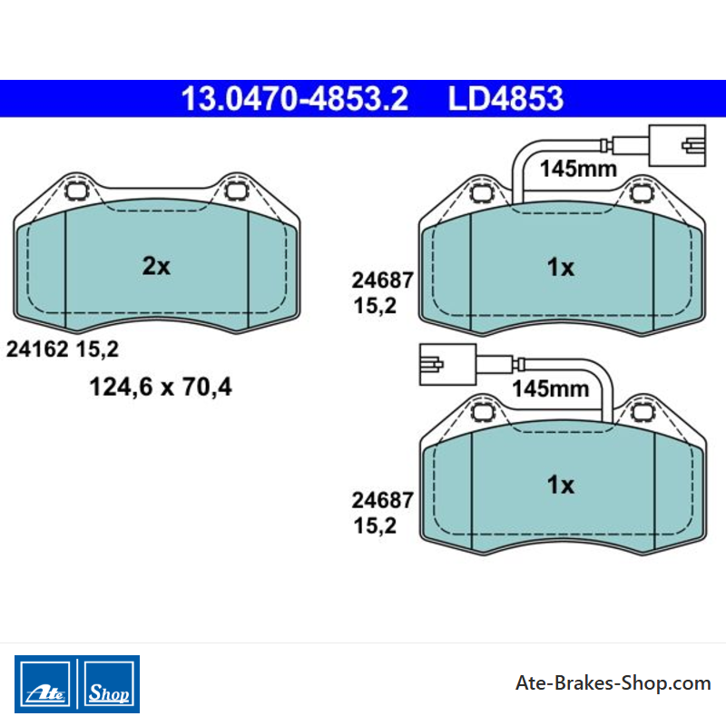 ATE plaquettes de frein en céramique d’origine (13047048532) pour Abarth, Alfa Romeo