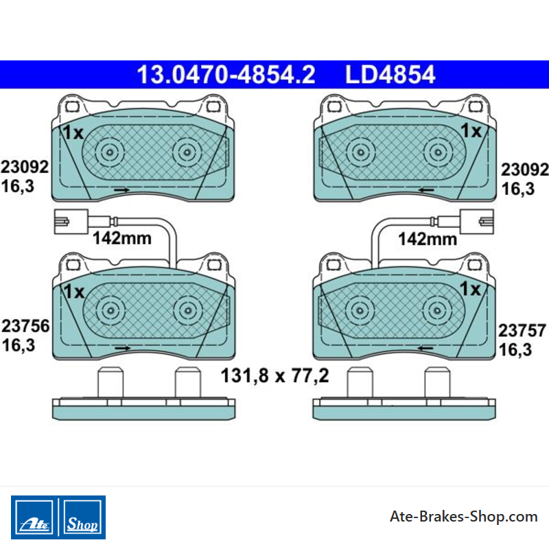 ATE plaquettes de frein en céramique d’origine (13047048542) pour Alfa Romeo