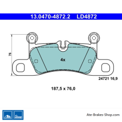 ATE plaquettes de frein en céramique d’origine (13047048722) pour Porsche, Volkswagen (VW)