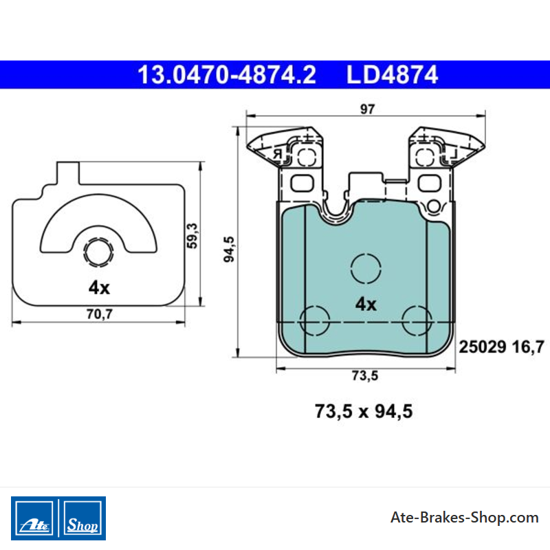 ATE original ceramic brake pads (13047048742) for BMW