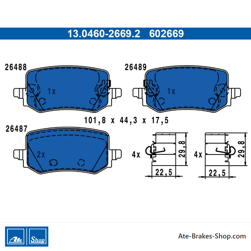 ATE originalen Bremsbeläge (13046026692) für Hyundai, Kia