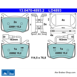 ATE original ceramic brake pads (13047048932) for Alfa Romeo