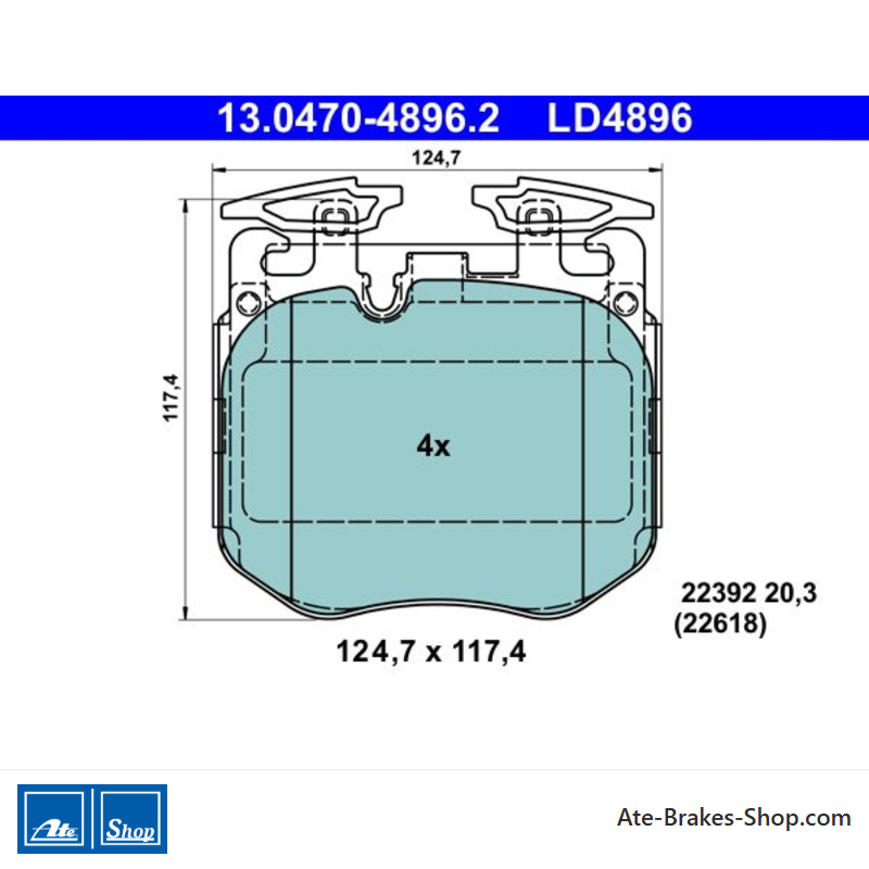 ATE original ceramic brake pads (13047048962) for BMW