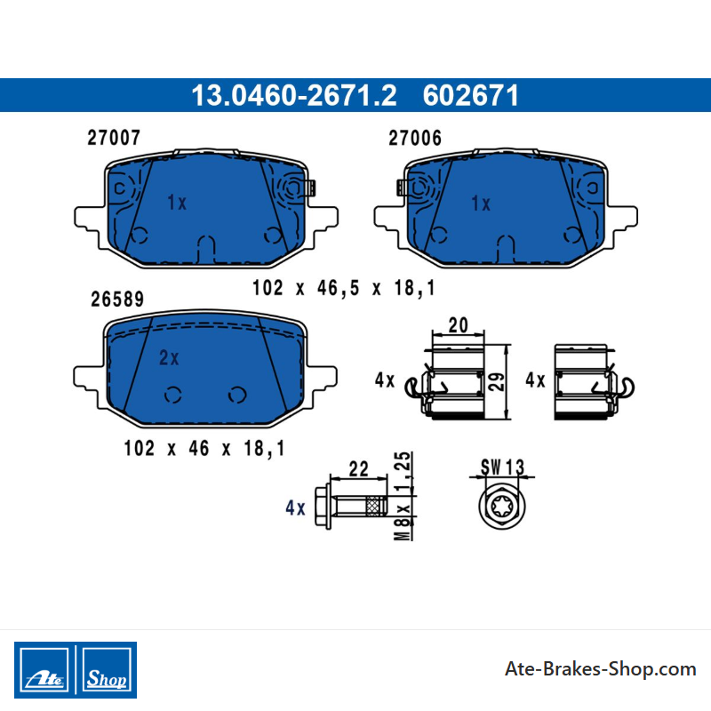 ATE originale Bremsbeläge (13046026712) für Nissan, Renault