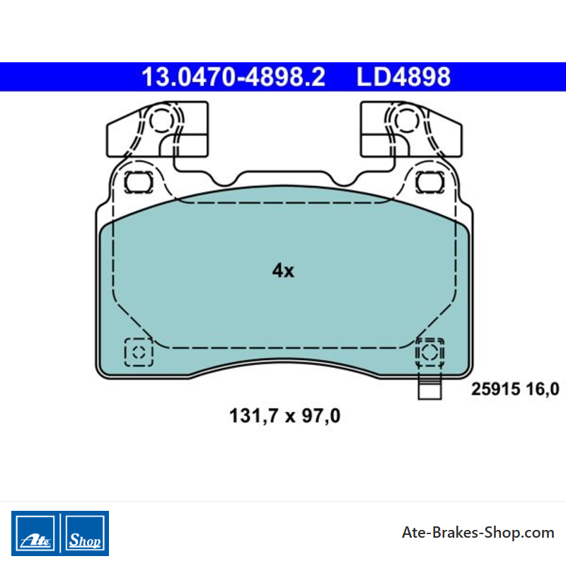 ATE originele keramische remblokken (13047048982) voor Chevrolet, Opel