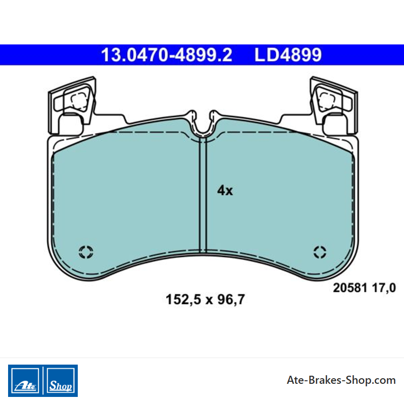 ATE pastillas de freno cerámicas originales (13047048992) para Land Rover