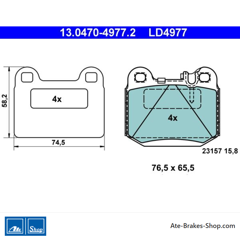 ATE plaquettes de frein en céramique d’origine (13047049772) pour Mercedes-Benz