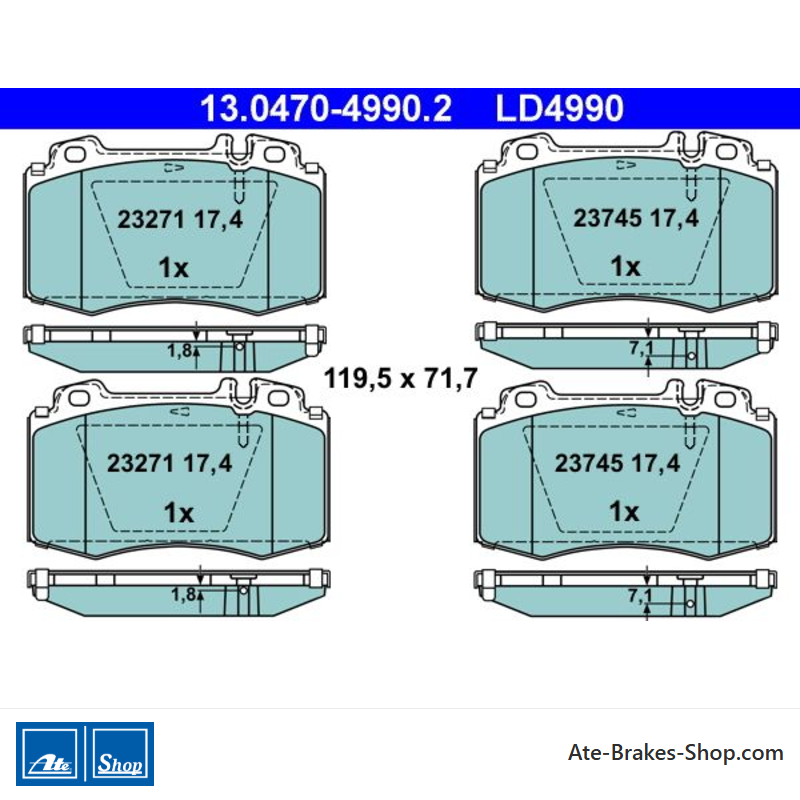 ATE plaquettes de frein en céramique d’origine (13047049902) pour Mercedes-Benz