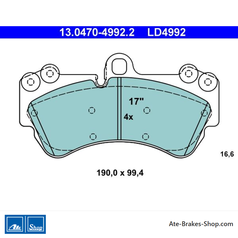 ATE originele keramische remblokken (13047049922) voor Porsche, Volkswagen (VW)