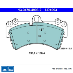 ATE pastillas de freno cerámicas originales (13047049932) para Audi, Porsche y Volkswagen (VW)