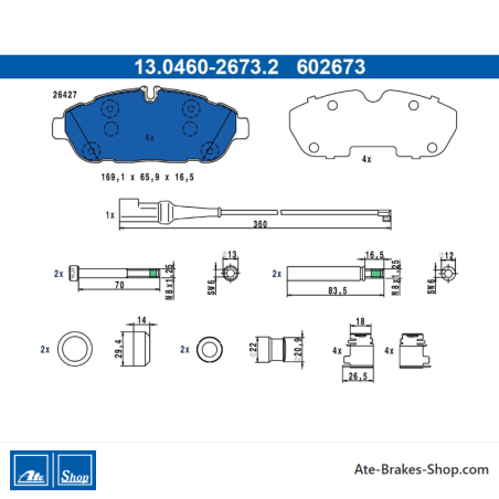 ATE plaquettes de frein d’origine (13046026732) pour Ford