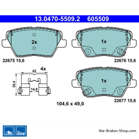 ATE pastillas de freno cerámicas originales (13047055092) para Hyundai y Kia