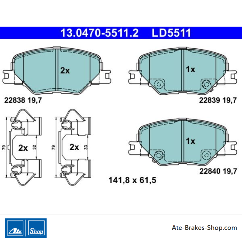 ATE original ceramic brake pads (13047055112) for Opel