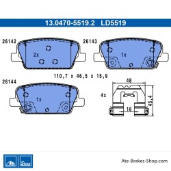 ATE original ceramic brake pads (13047055192) for Hyundai