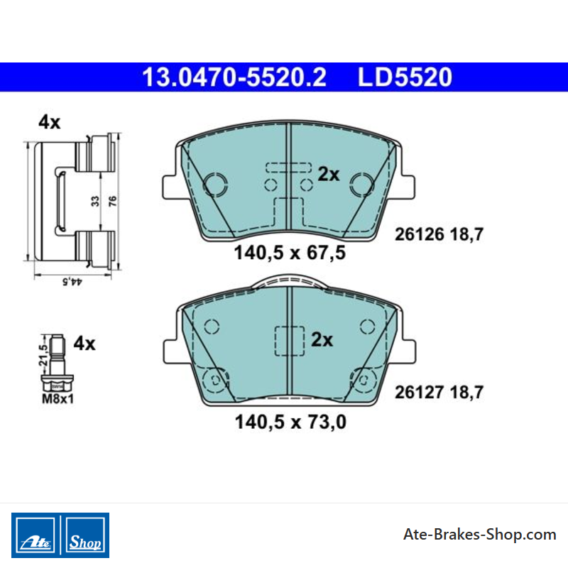 ATE original ceramic brake pads (13047055202) for Volvo
