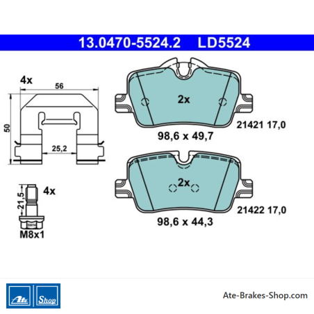 ATE pastillas de freno cerámicas originales (13047055242) para BMW