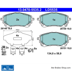 ATE pastillas de freno cerámicas originales (13047055352) para Suzuki, Toyota