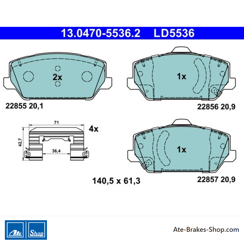 ATE originele keramische remblokken (13047055362) voor Hyundai, Kia