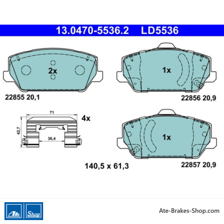 ATE originele keramische remblokken (13047055362) voor Hyundai, Kia