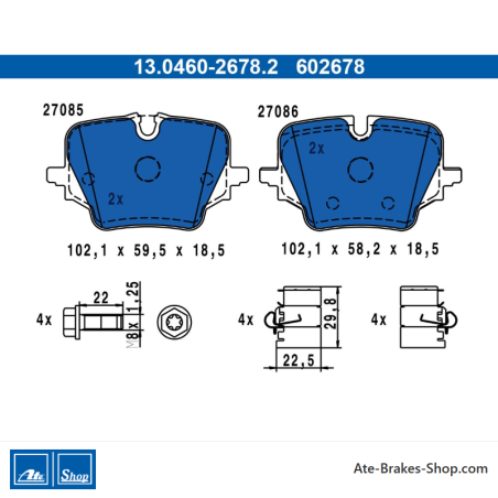 ATE originale Bremsbeläge (13046026782) für BMW, Mini
