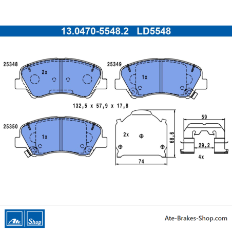 ATE pastillas de freno cerámicas originales (13047055482) para Hyundai y Kia