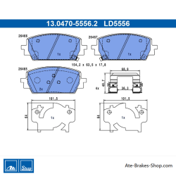 ATE original ceramic brake pads (13047055562) for Hyundai, Kia