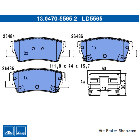 ATE originele keramische remblokken (13047055652) voor Hyundai, Kia