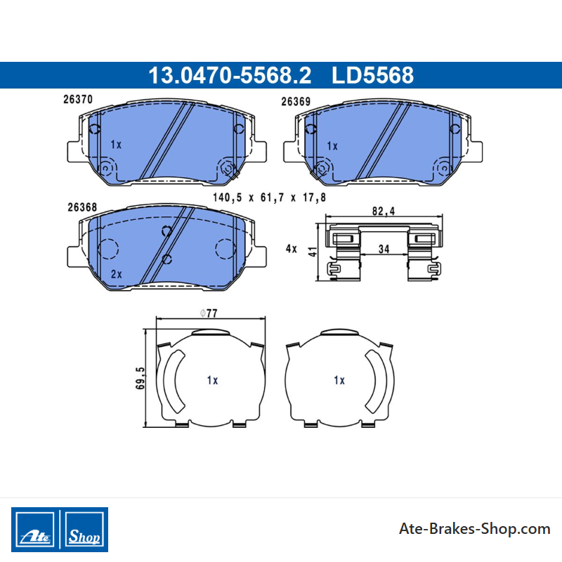 ATE originale Keramikbremsbeläge (13047055682) für Hyundai