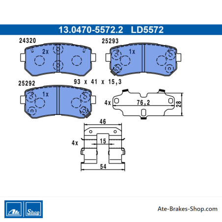 ATE originele keramische remblokken (13047055722) voor Hyundai, Kia