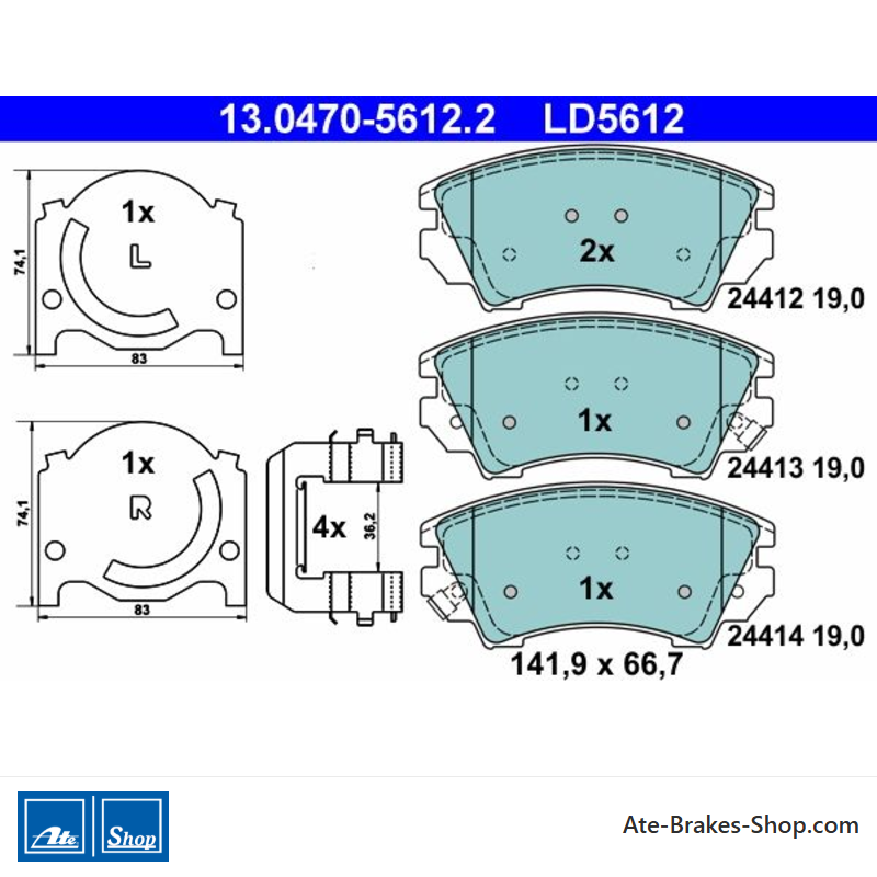 ATE pastillas de freno cerámicas originales (13047056122) para Chevrolet, Opel, Saab, Vauxhall