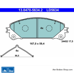 ATE original ceramic brake pads (13047056342) for Lexus, Subaru, Toyota