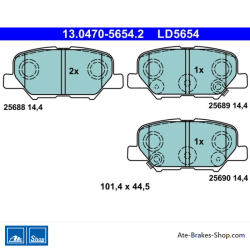 ATE pastillas de freno cerámicas originales (13047056542) para Citroën, Mazda, Mitsubishi y Peugeot
