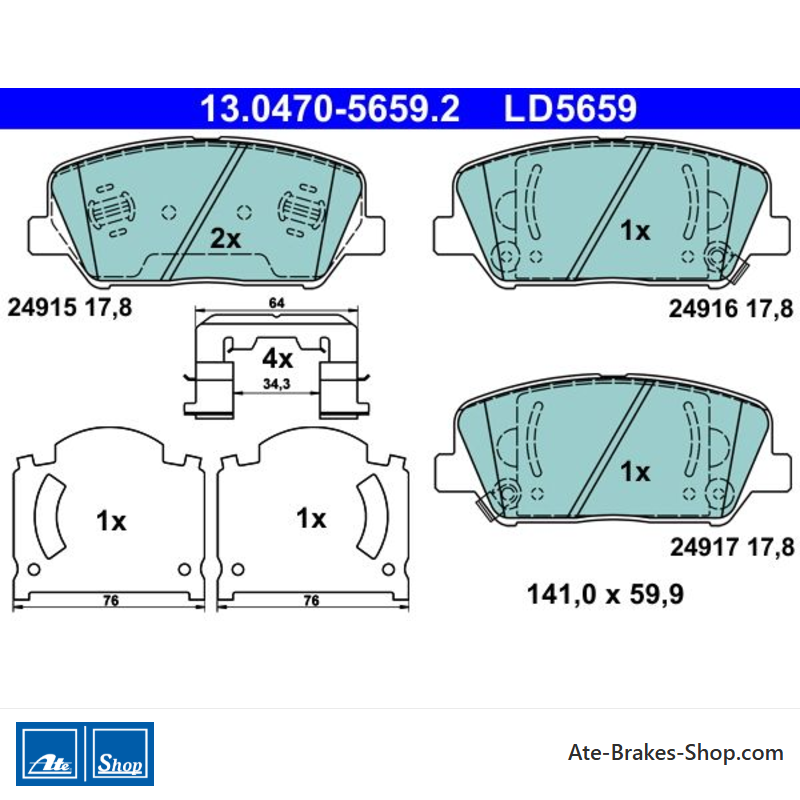 ATE originele keramische remblokken (13047056592) voor Hyundai, Kia