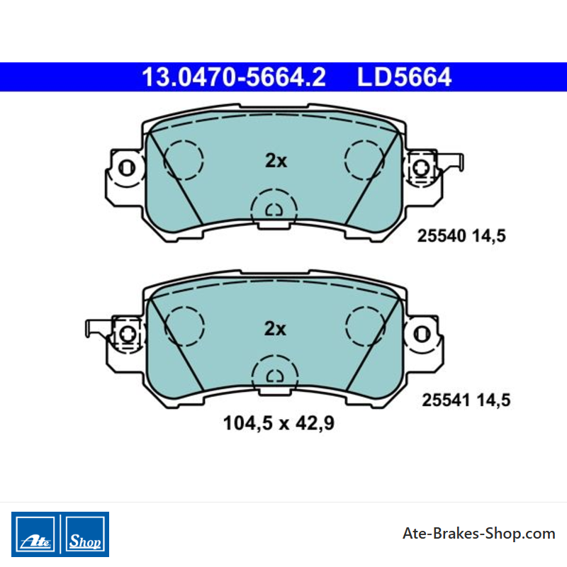 ATE pastillas de freno cerámicas originales (13047056642) para Mazda