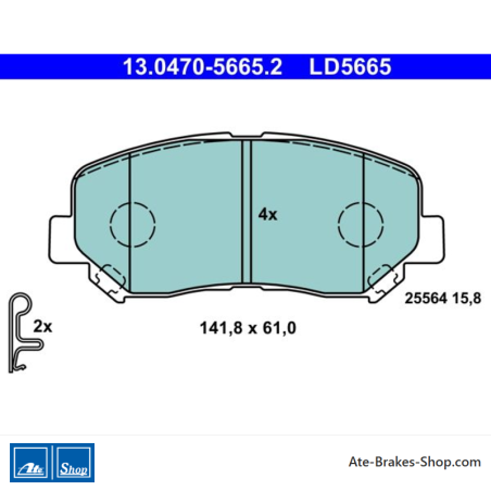 ATE original ceramic brake pads (13047056652) for Mazda