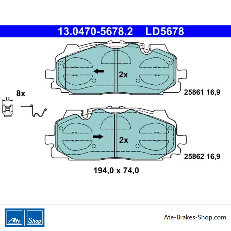 ATE originale keramische Bremsbeläge (13047056782) für Audi, Cupra, Volkswagen (VW)