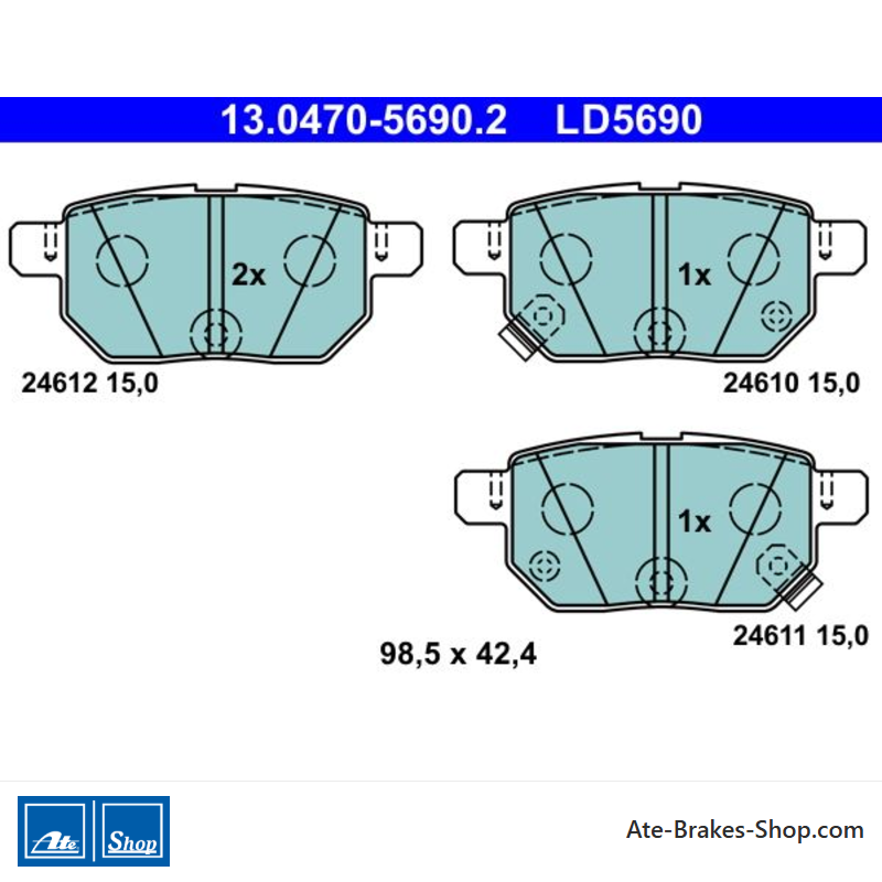 ATE pastillas de freno cerámicas originales (13047056902) para Lexus, Subaru y Toyota