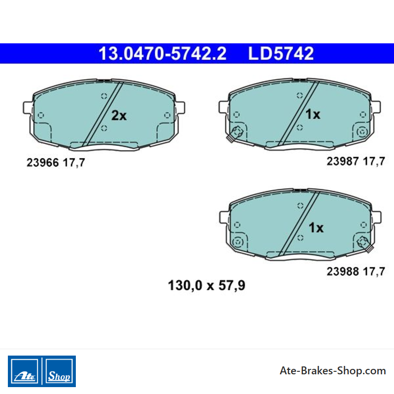ATE original ceramic brake pads (13047057422) for Hyundai, Kia