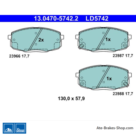 ATE originale Keramikbremsbeläge (13047057422) für Hyundai, Kia