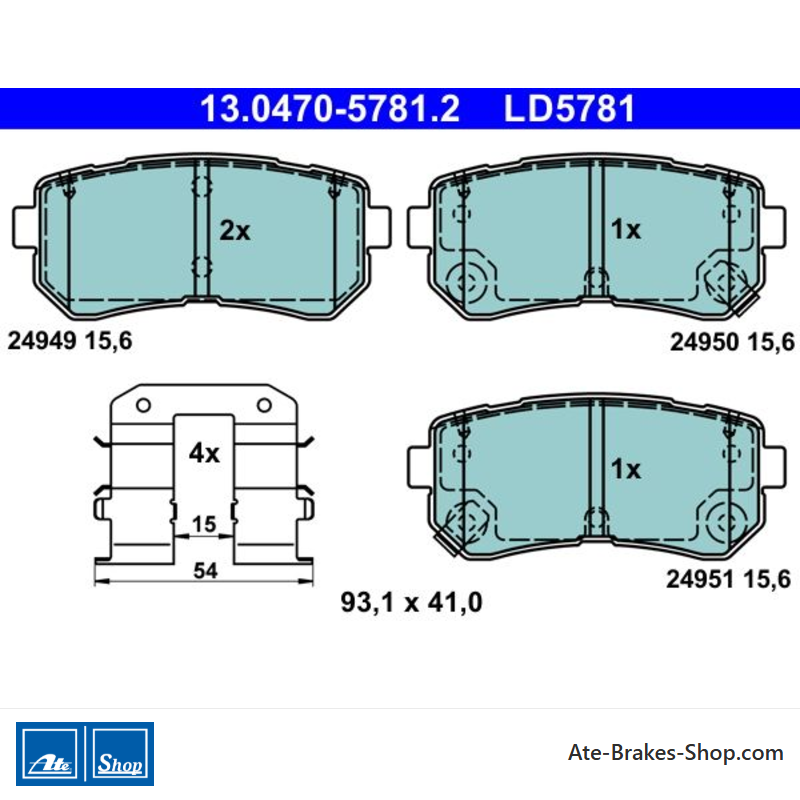 ATE originele keramische remblokken (13047057812) voor Hyundai, Kia