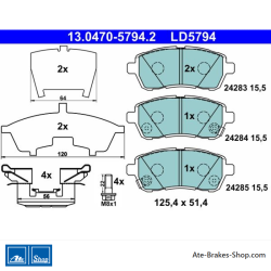 ATE originele keramische remblokken (13047057942) voor Daihatsu, Mazda, Subaru, Suzuki
