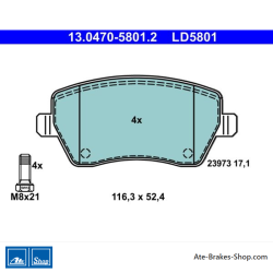 ATE pastillas de freno cerámicas originales (13047058012) para Nissan, Renault