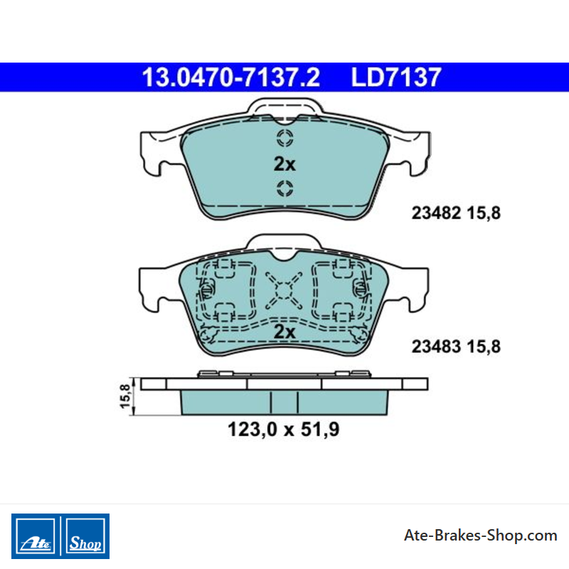 ATE pastillas de freno cerámicas originales (13047071372) para Nissan, Renault