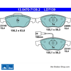 ATE original ceramic brake pads (13047071392) for Alfa Romeo, Lancia