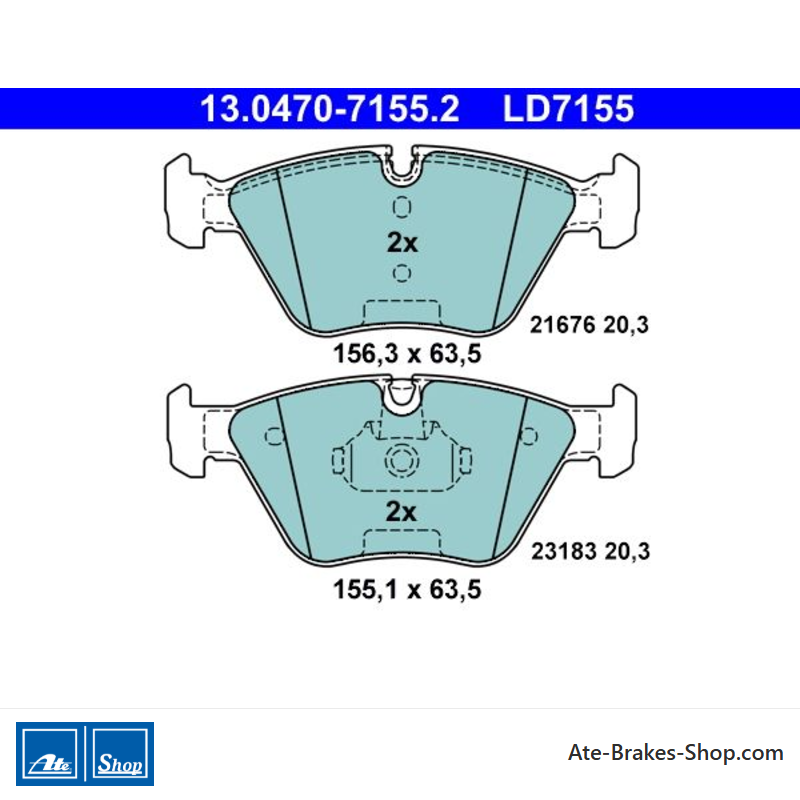 ATE originele keramische remblokken (13047071552) voor BMW, MG