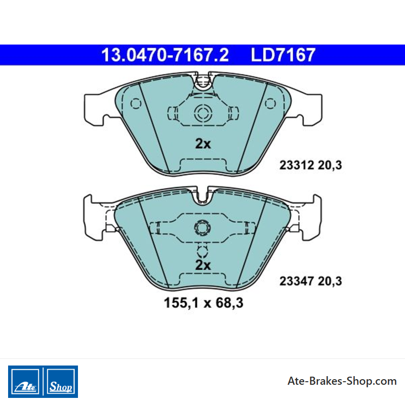 ATE original ceramic brake pads (13047071672) for BMW