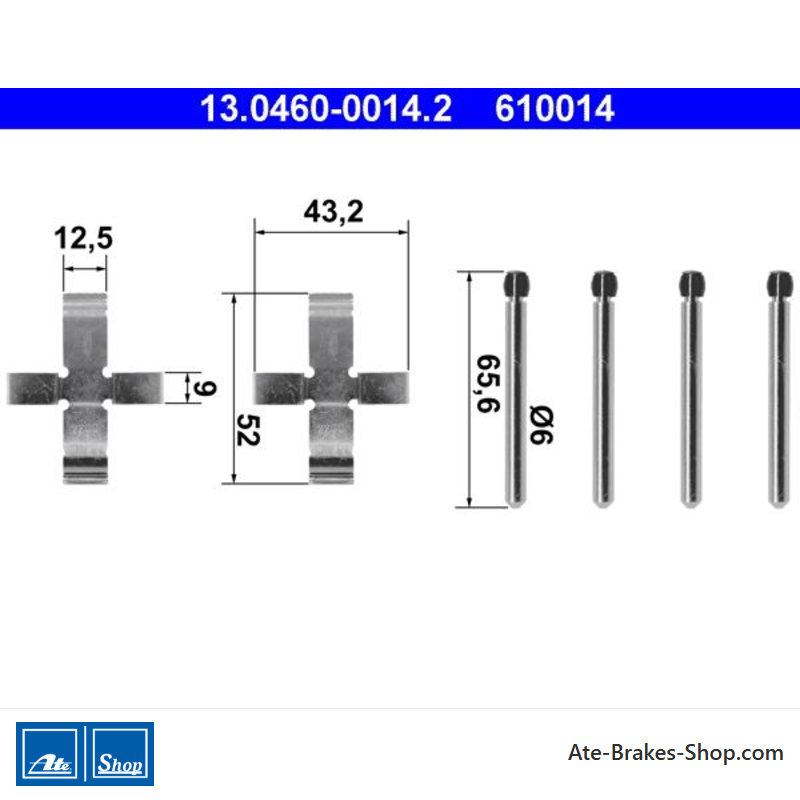 ATE Originele remblokaccessoires (13046000142) voor Alfa Romeo, BMW, NSU, Volkswagen (VW)