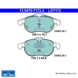ATE original ceramic brake pads (13047071722) for Fiat, Opel, Saab