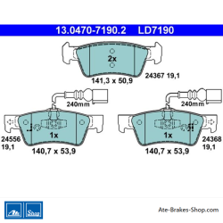 ATE pastillas de freno cerámicas originales (13047071902) para Volkswagen (VW)