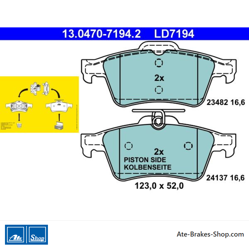 ATE pastillas de freno cerámicas originales (13047071942) para Ford, Opel y Saab